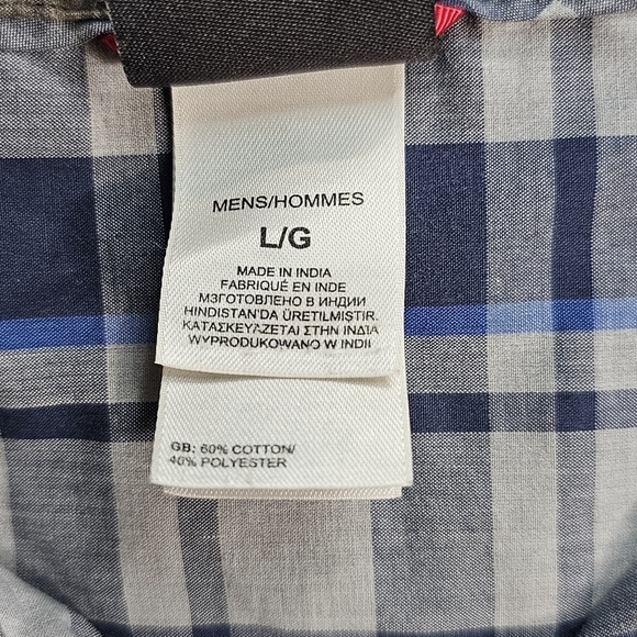 The North Face Men's Gray Blue Plaid Large Short Sleeve Casual Buttondown Shirt - Picture 9 of 10